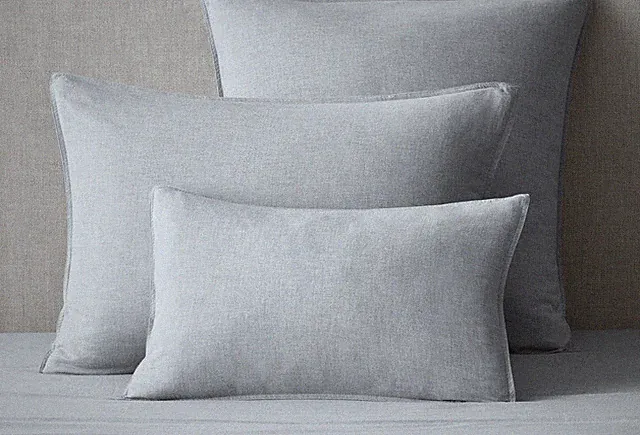 (2) Restoration Hardware HEATHERED COTTON-CASHMERE Standard SHAM Fog