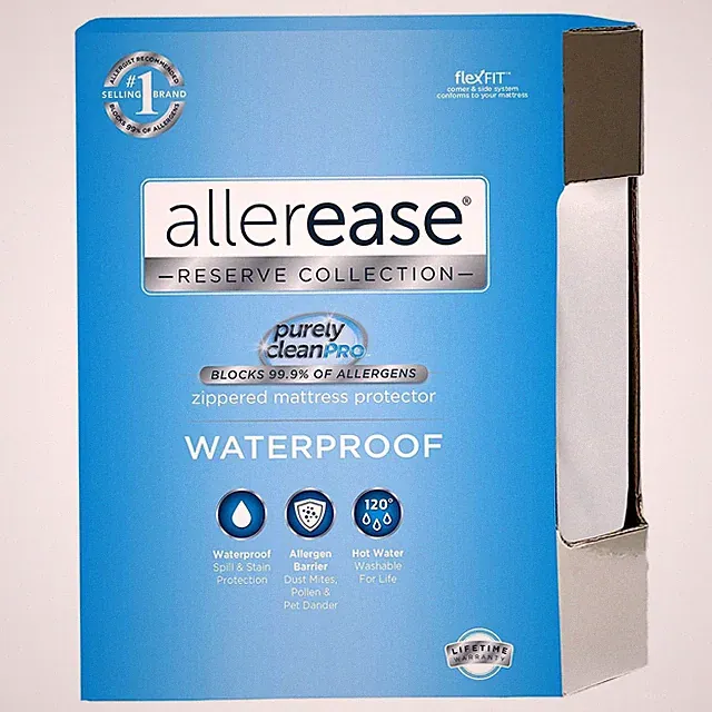 AllerEase Waterproof Mattress Protector Stain Protection King Size Allergen B...