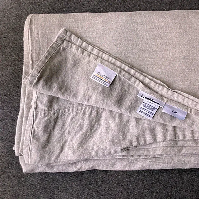 Brooklinen FULL Size Heatherd Cashmere Cotton FLAT Light Grey Sheet Portugal
