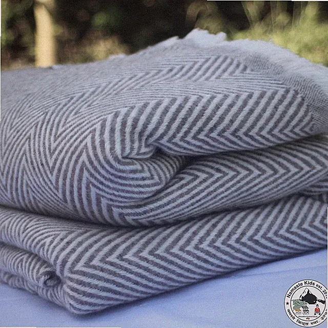 Cashmere Blanket "Gorkhali" Handcrafted From Nepal, Bedspread, Snuggle Blanket