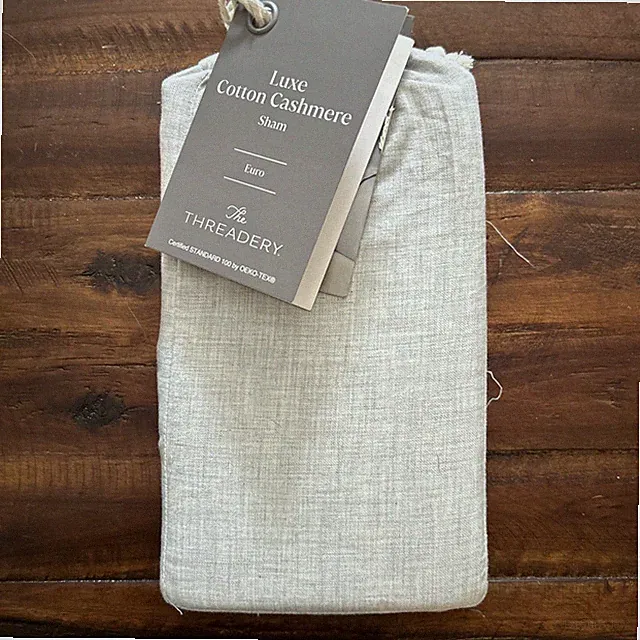 Cashmere Pillow Sham Luxe Cotton European Light Grey 26" x 26" Bedding Luxury