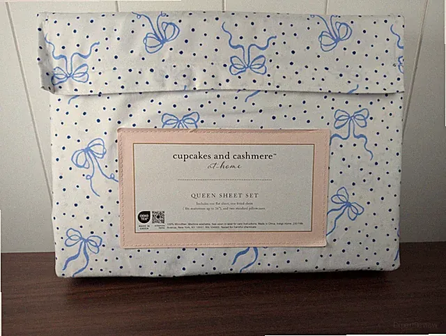 Cupcakes and Cashmere at home, Blue Ribbon & Dots 4pc QUEEN Sheet Set NEW