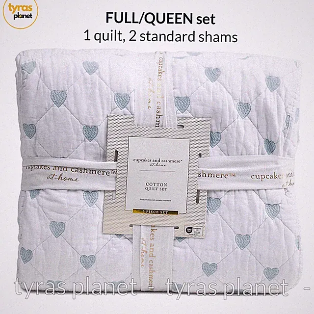 Cupcakes and Cashmere Full/Queen Cotton - White/blue - Quilt Set 88”x92”
