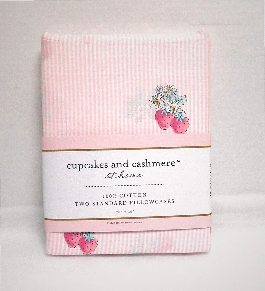 Cupcakes and Cashmere Standard Pair (2) Pillowcases Pink & White Pinstripe