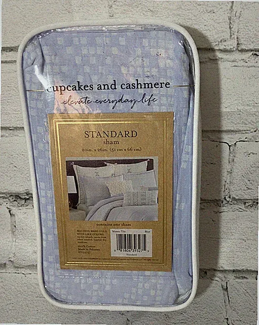 CUPCAKES AND CASHMERE Standard Sham MOSAIC TILE BLUE - 1 Pillowcase Sham