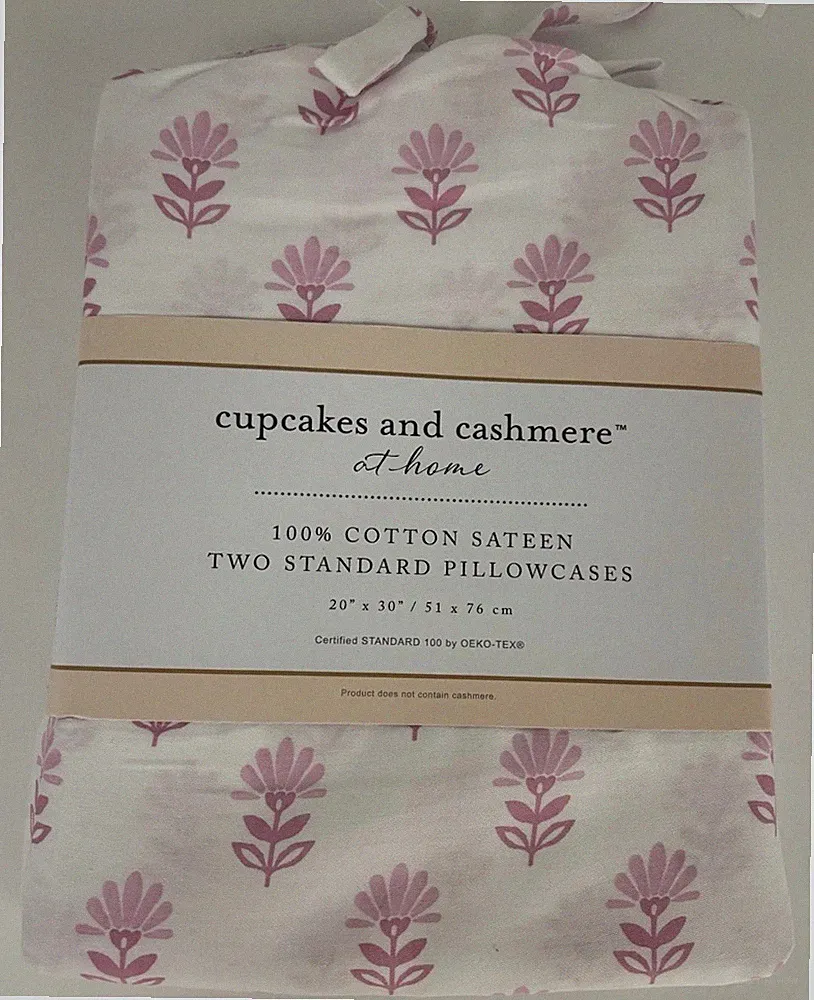 Cupcakes & Cashmere Std Cotton Sateen Pillowcases Pink Flowers - Set Of 2