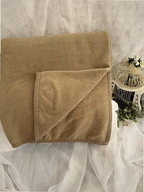 DOWNTOWN COMPANY Luxury Blanket KING Tan Cotton Portugal “Cashmere Soft” THICK!