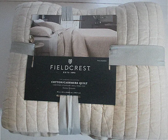 Fieldcrest Full/Queen Sanchez Collection Cotton Cashmere Quilt 90" x 94" Beige
