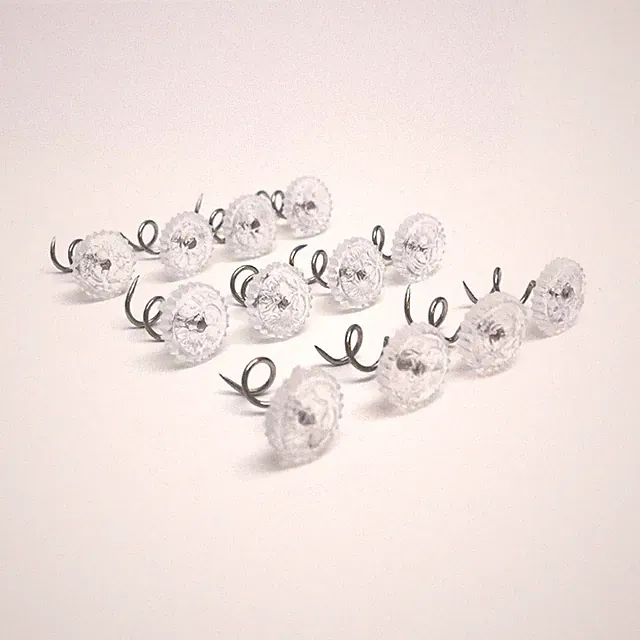 FRESH IDEAS Bed Skirt Dust Ruffle Pins, Spiral Push Pins to Set of 12, White