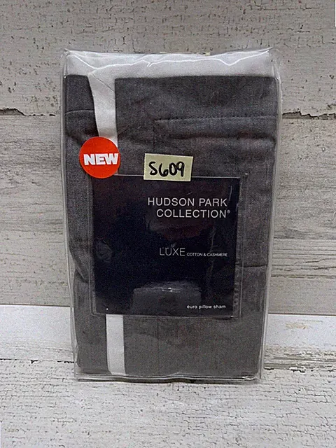 Hudson Park Collection Luxe Cotton & Cashmere Euro Sham Charcoal New