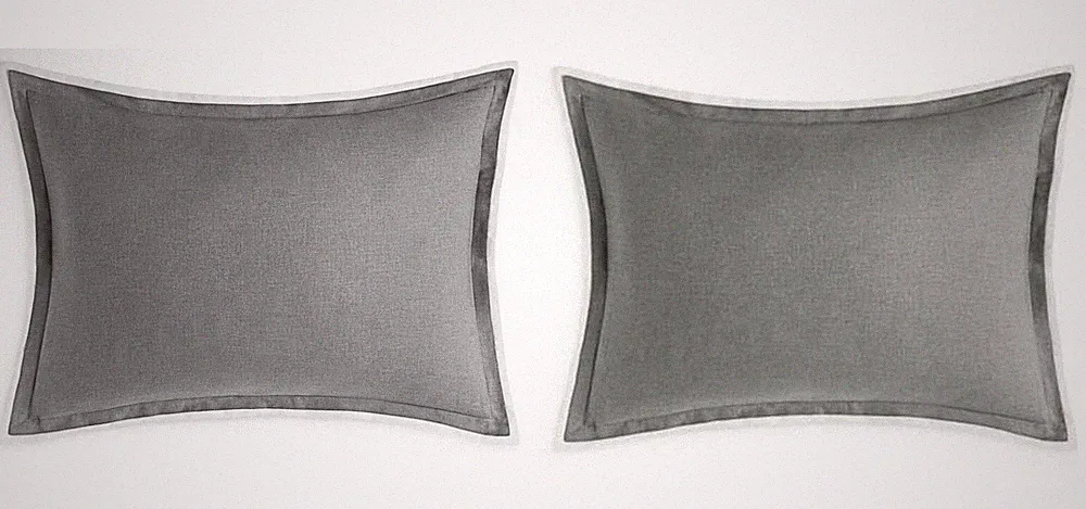 Hudson Park Luxe Cotton-Cashmere Set Of 2 Standard Pillow Shams Gray $390 New
