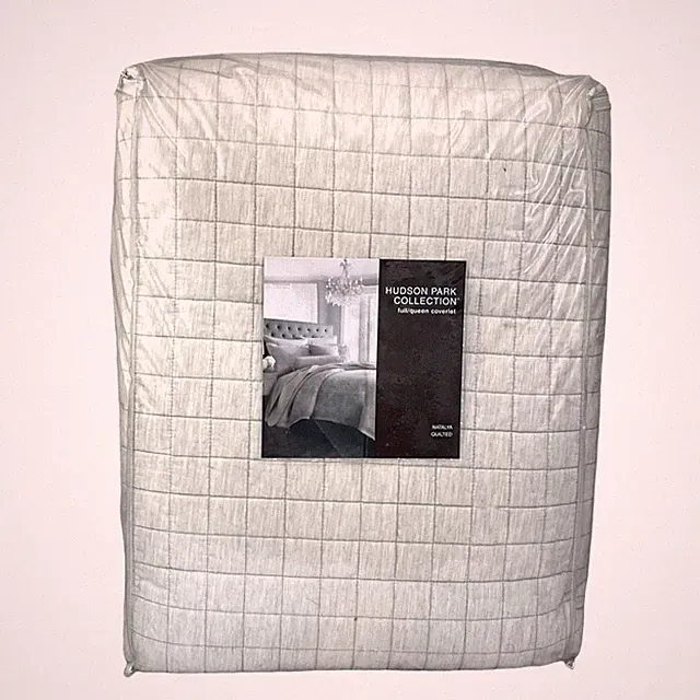 Hudson Park Natalya FULL / QUEEN Quilted Coverlet LIGHT TAN - $355