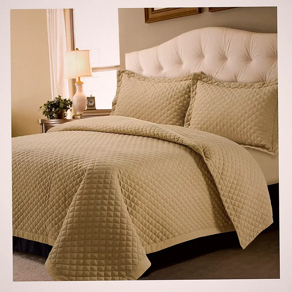 King Brisbane Oversized Diamond Quilt Set Cashmere - Tribeca Living