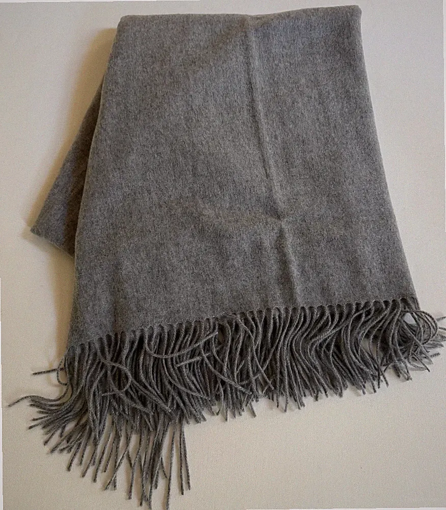 Magaschoni Home Gray 100% Cashmere Fringe Throw Blanket NEW