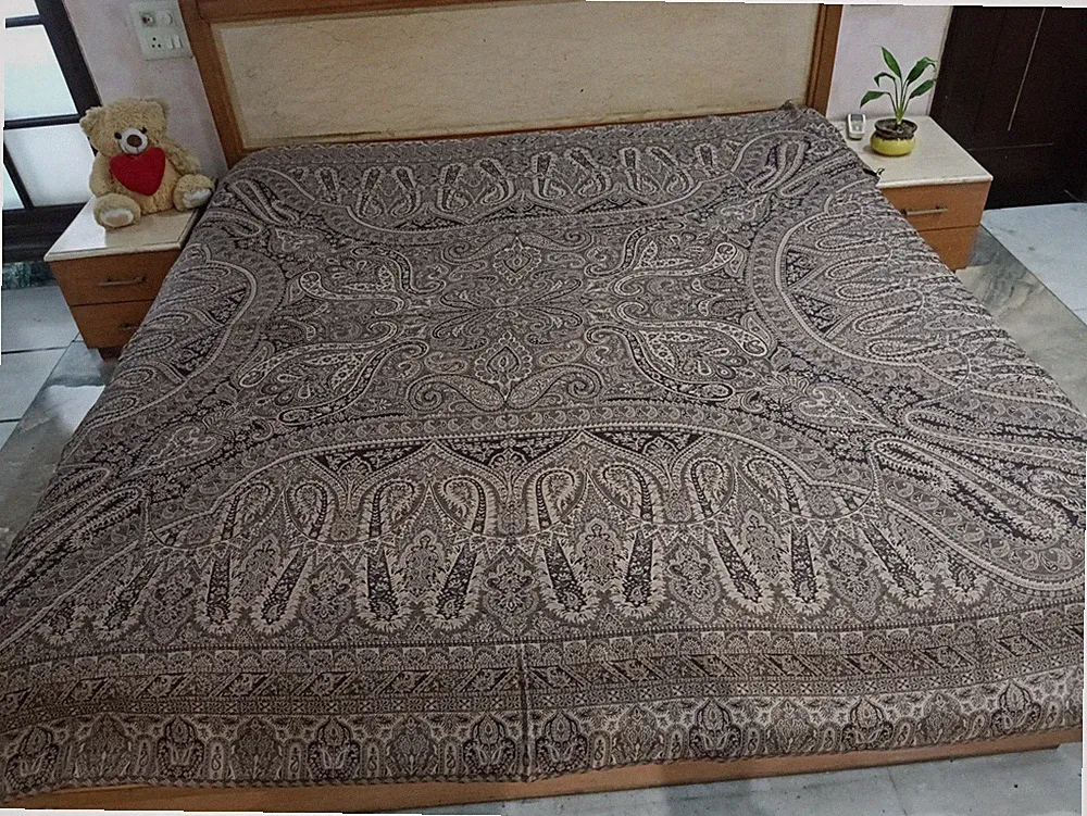 pestel Jacquard Royal Designer Bedspread Paisley Bedding 100% Cashmere Bed Cover