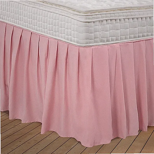 Polyester Ruffled Bed Skirt W/ 16" Drop Queen Pink