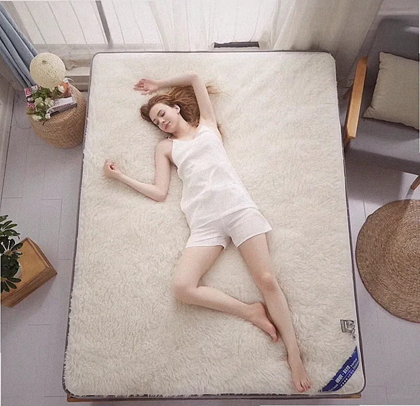 Pure Wool Mattress Pad Fur Cashmere Winter Thick Bed Cover Bed Mat Multiple Size