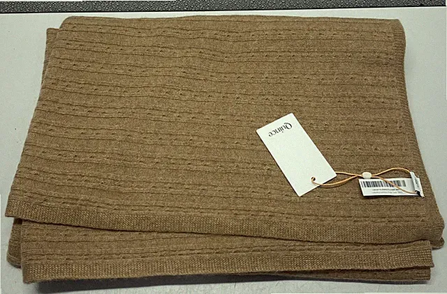Quince Cable Knit Cashmere Throw Teak 50" x 70"