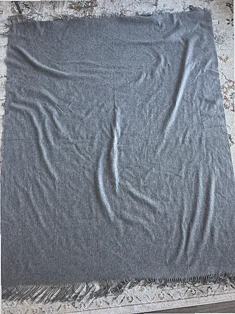 Quince Cashmere Throw Sheet 61”x51” Grey 100% Cashmere