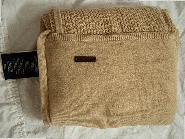 Ralph Lauren Cashmere Travel Blanket CAMEL
