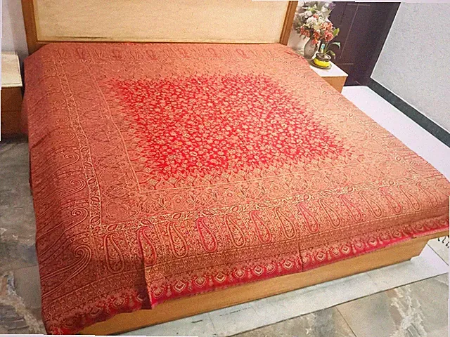 Soft Warm 2ply 100% Cashmere Kingsize Sofa Bed Throw Handwoven Jamavar Bedspread