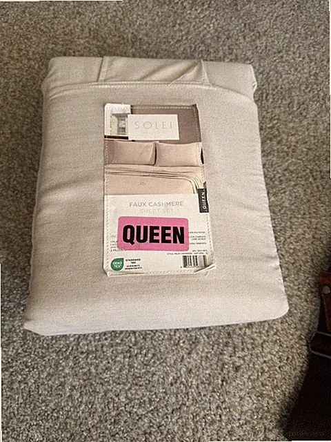 Solei Faux Cashmere Queen Sheet Set Beige Chic Style Polyester OEKO-TEX
