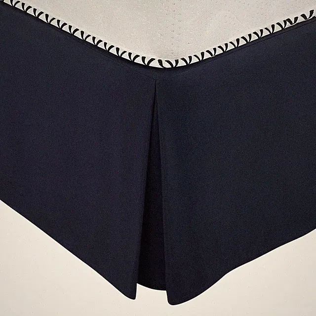 Solid Pleated Ruffle Bed Skirt 14" Drop Full Navy Blue