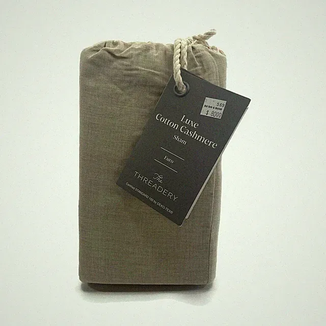 The Threadery Luxe Cotton Cashmere European Pillow Sham in Oatmeal 26" x 26"