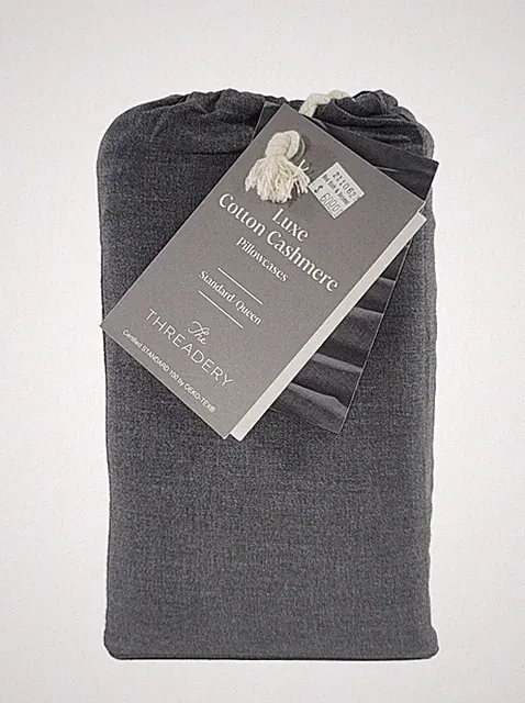 The Threadery Luxe Cotton Cashmere Ultra Soft Standard Pillowcase Set Charcoal