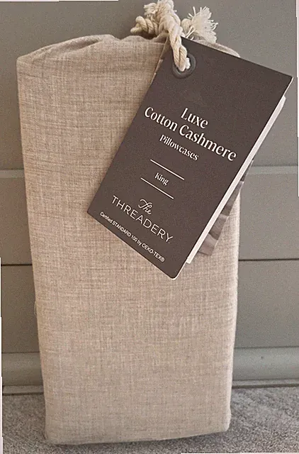 The Threadery Set of 2 King Size Pillowcases Luxe Cotton Cashmere in Oatmeal
