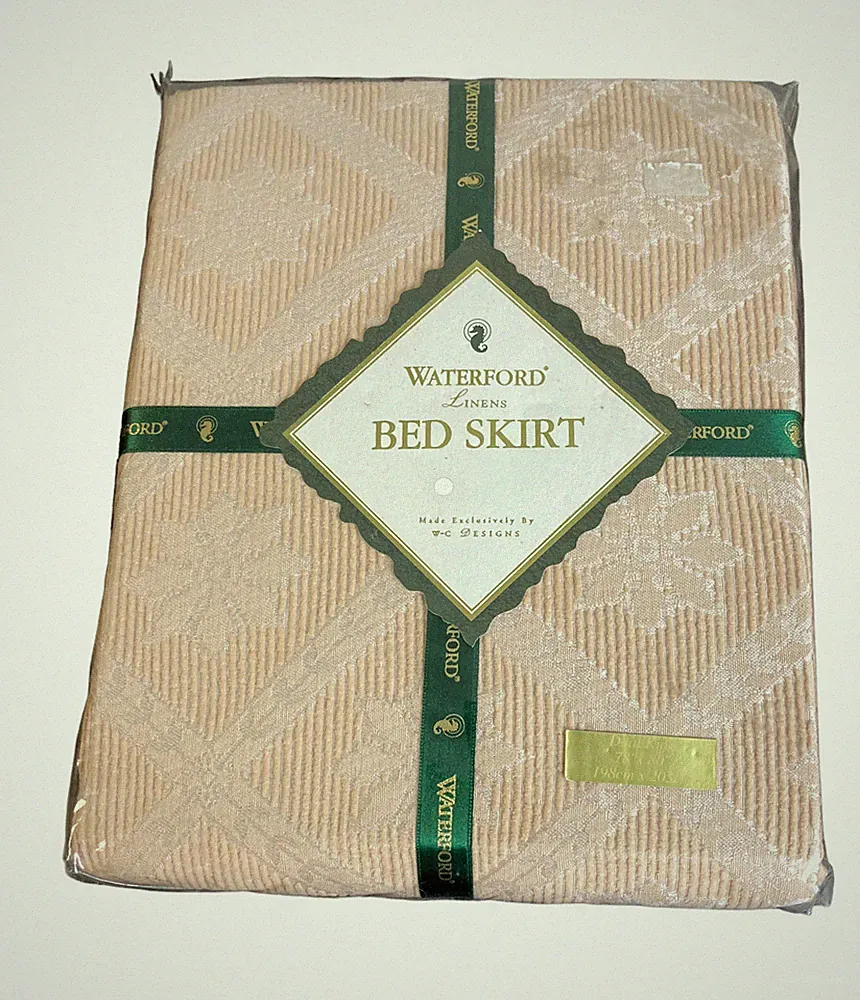 Waterford Linens NEW Antigua Trellis Cashmere Pink Dual King 78" X 80" Bed Skirt